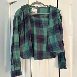 American Eagle Outfitters Green and Blue Plaid Shirt